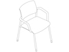 A line drawing - Verus Side Chair–Upholstered Back–Fixed Arms