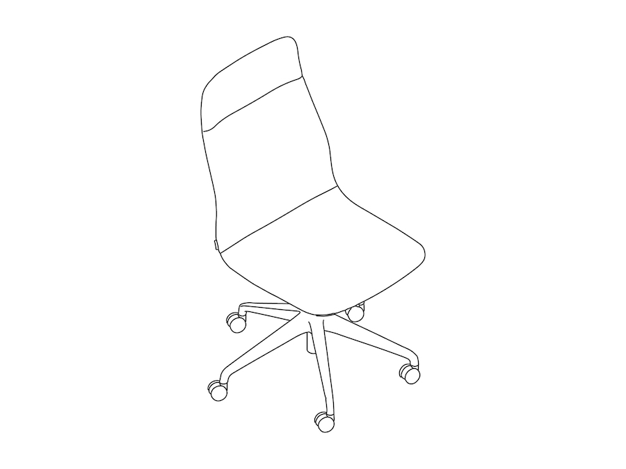 A line drawing - Viv High-Back Chair–Armless–5-Star Caster Base