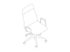 Um desenho de linha - Cadeira com encosto alto Viv–Com braços–Base 5 estrelas com rodízios
