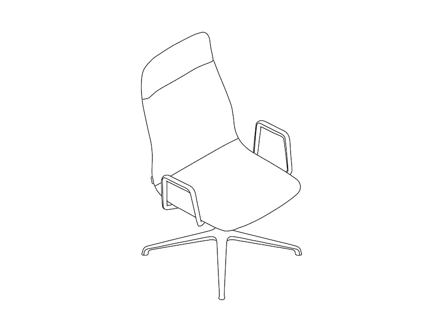 A line drawing - Viv High-Back Side Chair–With Arms–4-Star Swivel Base