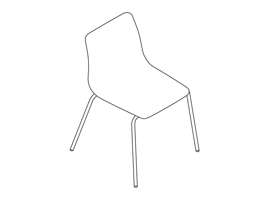 线描图 - Viv单椅 - 无扶手 - 4腿底座