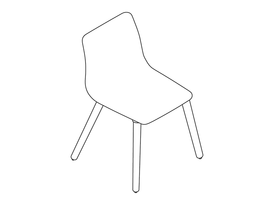 线描图 - Viv单椅 - 无扶手 - 木质底座