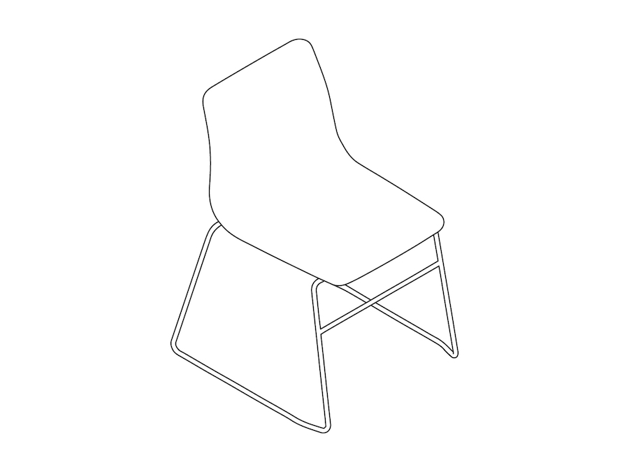 线描图 - Viv单椅 - 无扶手 - 雪橇底座