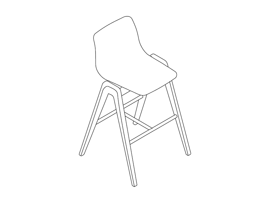 Dessin au trait : Chaise haute Viv Wood–Hauteur bar