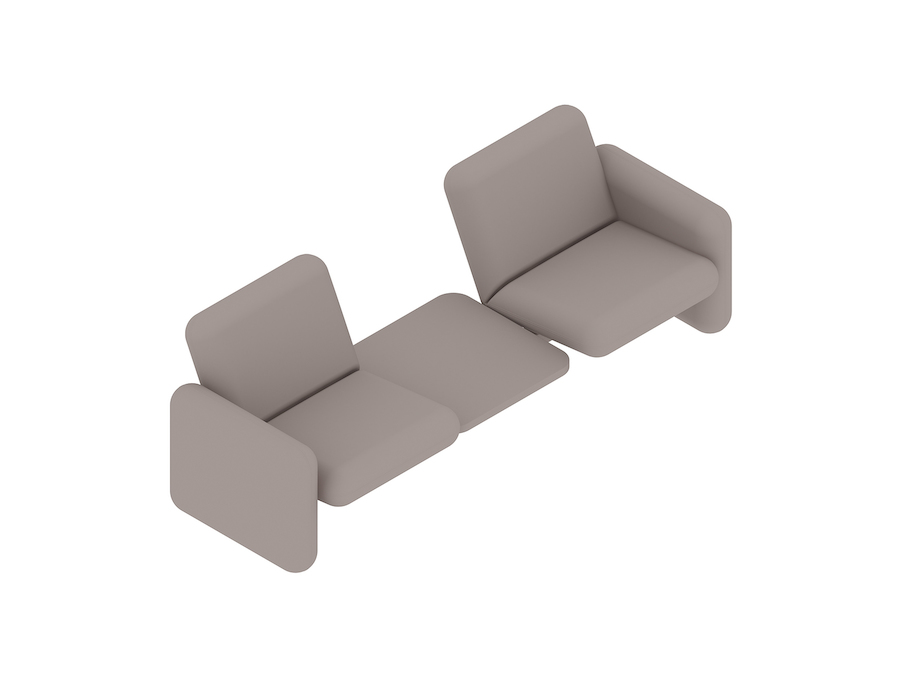 Una representación genérica - Conjunto de sofás modulares Wilkes–1 asiento a la izquierda–Mesa–1 asiento a la derecha