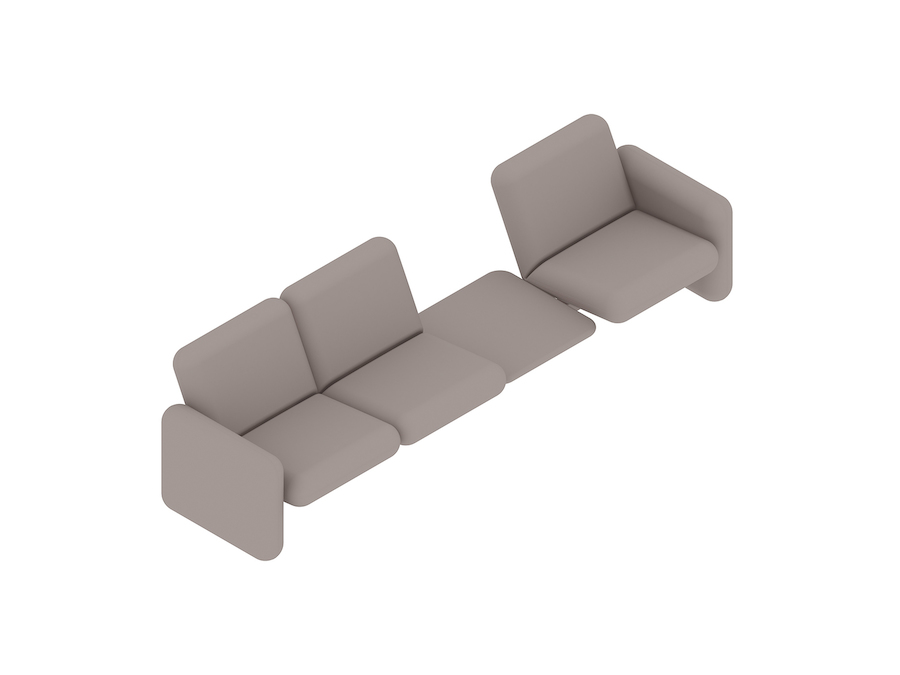 Una representación genérica - Conjunto de sofás modulares Wilkes–1 asiento a la izquierda–Mesa–2 asientos a la derecha