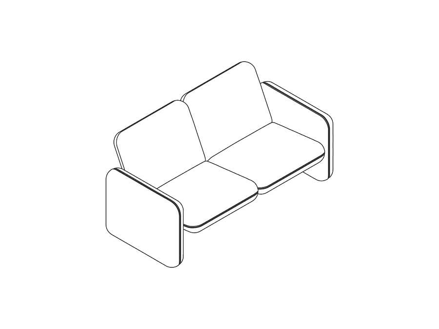 线描图 - Wilkes模块化沙发系列–双座