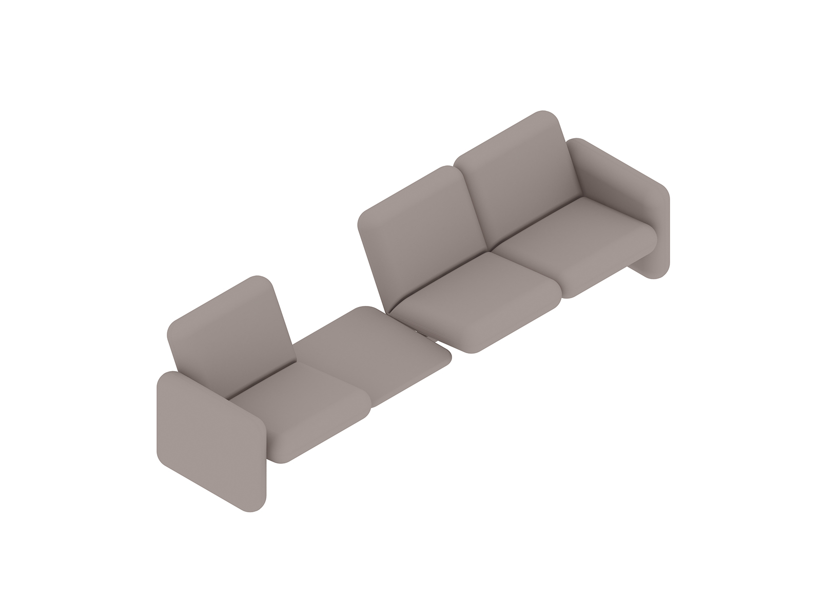 Una representación genérica - Conjunto de sofás modulares Wilkes–2 asientos a la izquierda–Mesa–1 asiento a la derecha