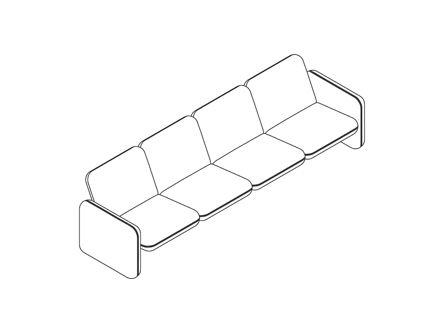 线描图 - Wilkes模块化沙发系列–四座