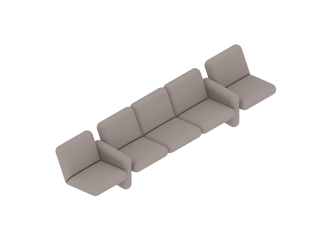 Un rendering generico - Gruppo di divani modulari Wilkes–5 posti