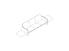A line drawing - Wilkes Modular Sofa Group–Table Left–3-Seat–Table Right