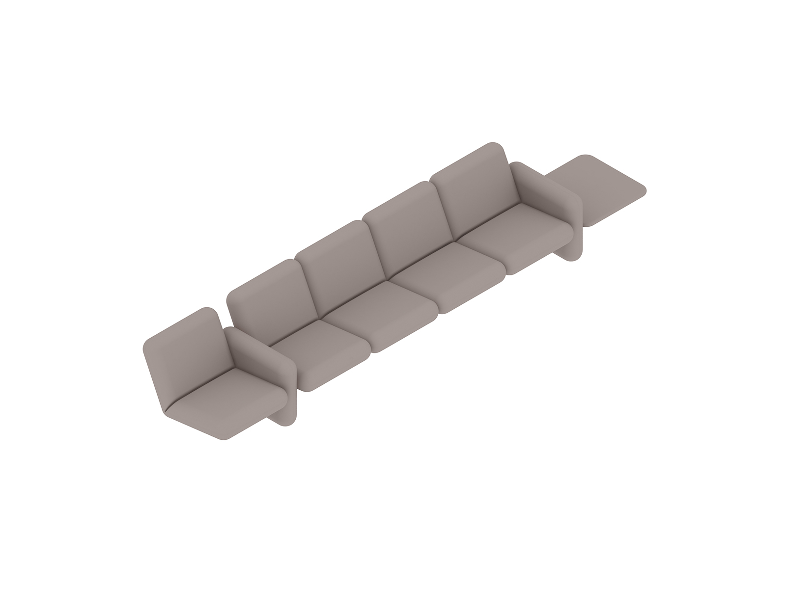 Un rendering generico - Gruppo di divani modulari Wilkes–Tavolo a sinistra–5 posti a destra