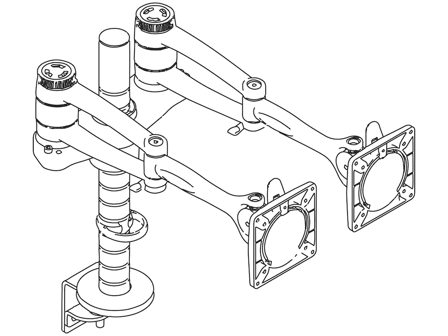 A line drawing - Wishbone Monitor Arm–Dual Bar