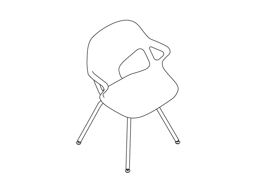 Een lijntekening - Zeph-bijzetstoel – met armleuningen