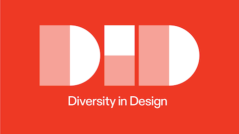 Diversity in Design Collaborative logo made up of translucent white circles and squares to spell DID on red background. Diversity in Design Collaborative logo made up of translucent white circles and squares to spell DID on red background.