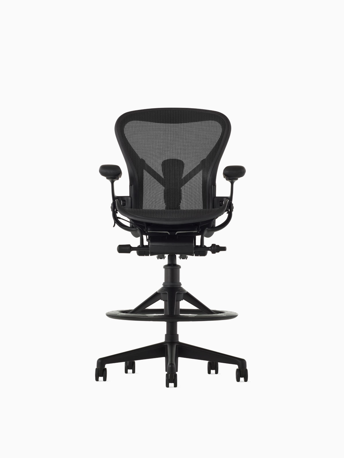 Single Aeron stool on a white background viewed from the front