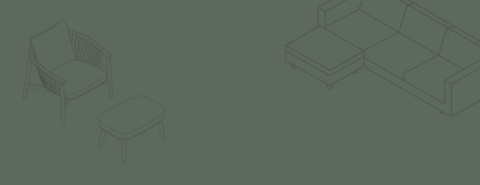 Zeichnung eines Crosshatch Lounge-Sessels neben einem Sofa, mit einem Grünton überlagert