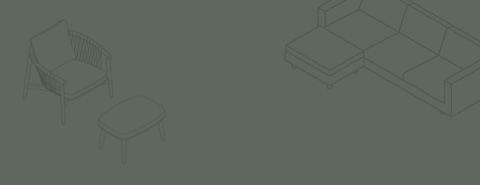 An illustration of an Crosshatch Lounge Chair near a sofa overlayed with a green color wash