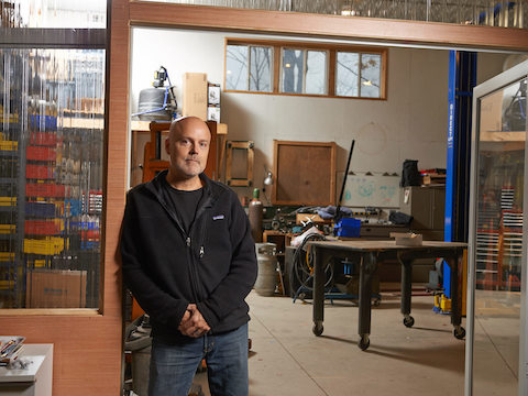 Product designer Brian Alexander at work in his studio. Product designer Brian Alexander at work in his studio.