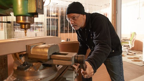 Product designer Brian Alexander at work in his studio.