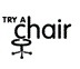 A logo with the words 'Try A Chair' in black letters on a white background.