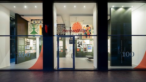 Herman Miller’s Milan showroom, located at Corso Giuseppe Garibaldi 70, features a specially curated exhibit celebrating its story of design authorship and cultural influence.