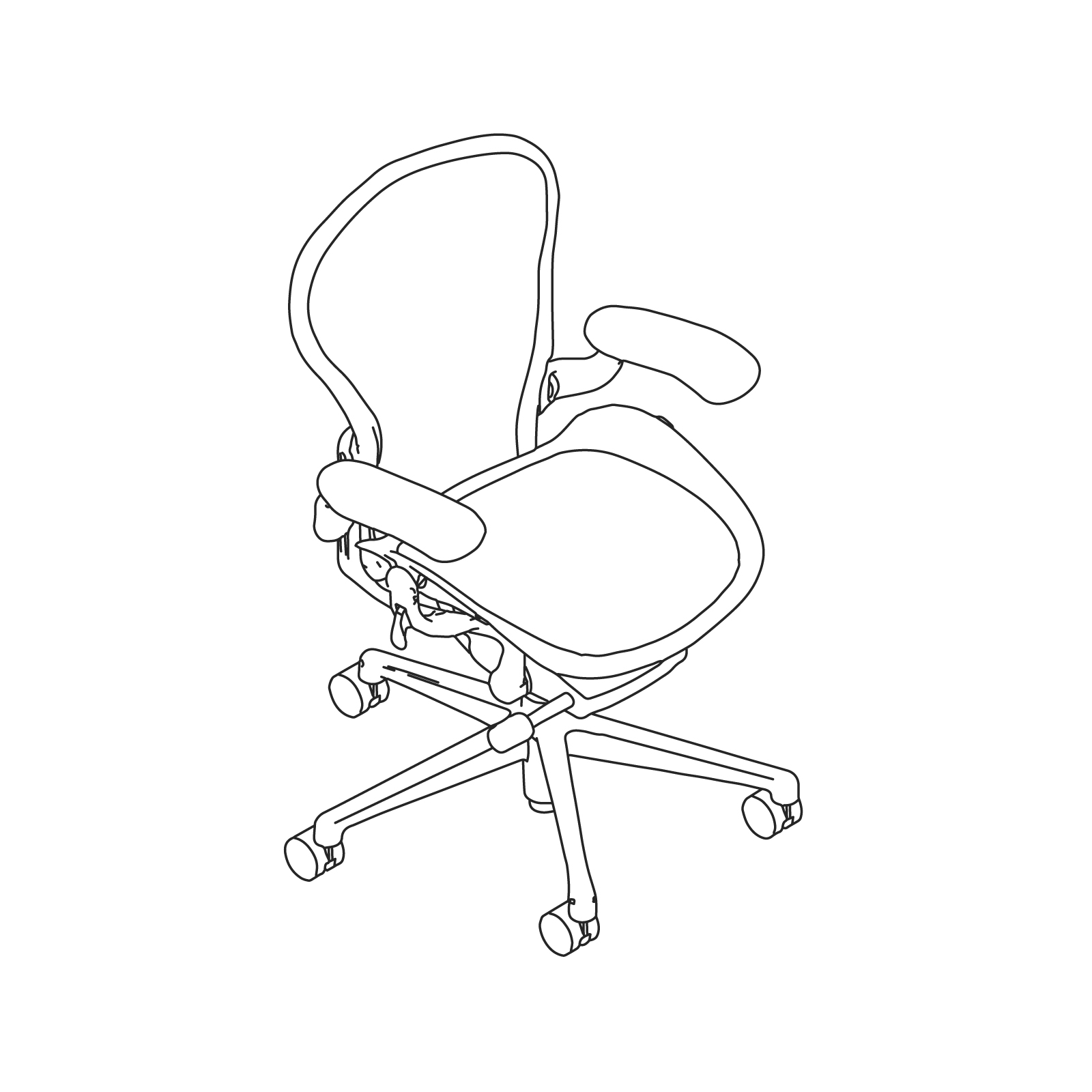 线描图 - Aeron座椅–A款–完全可调式扶手
