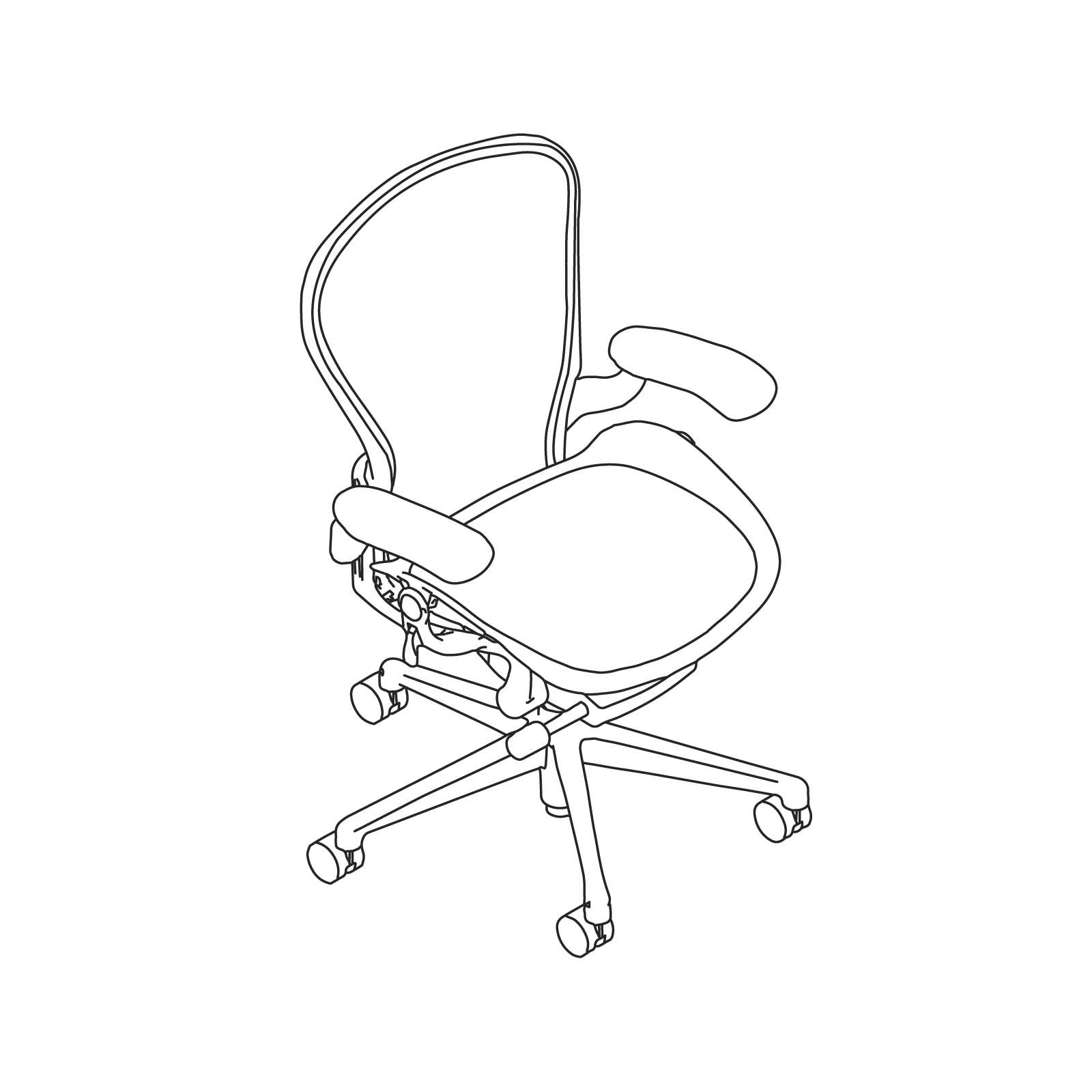 线描图 - Aeron座椅–B款–固定扶手