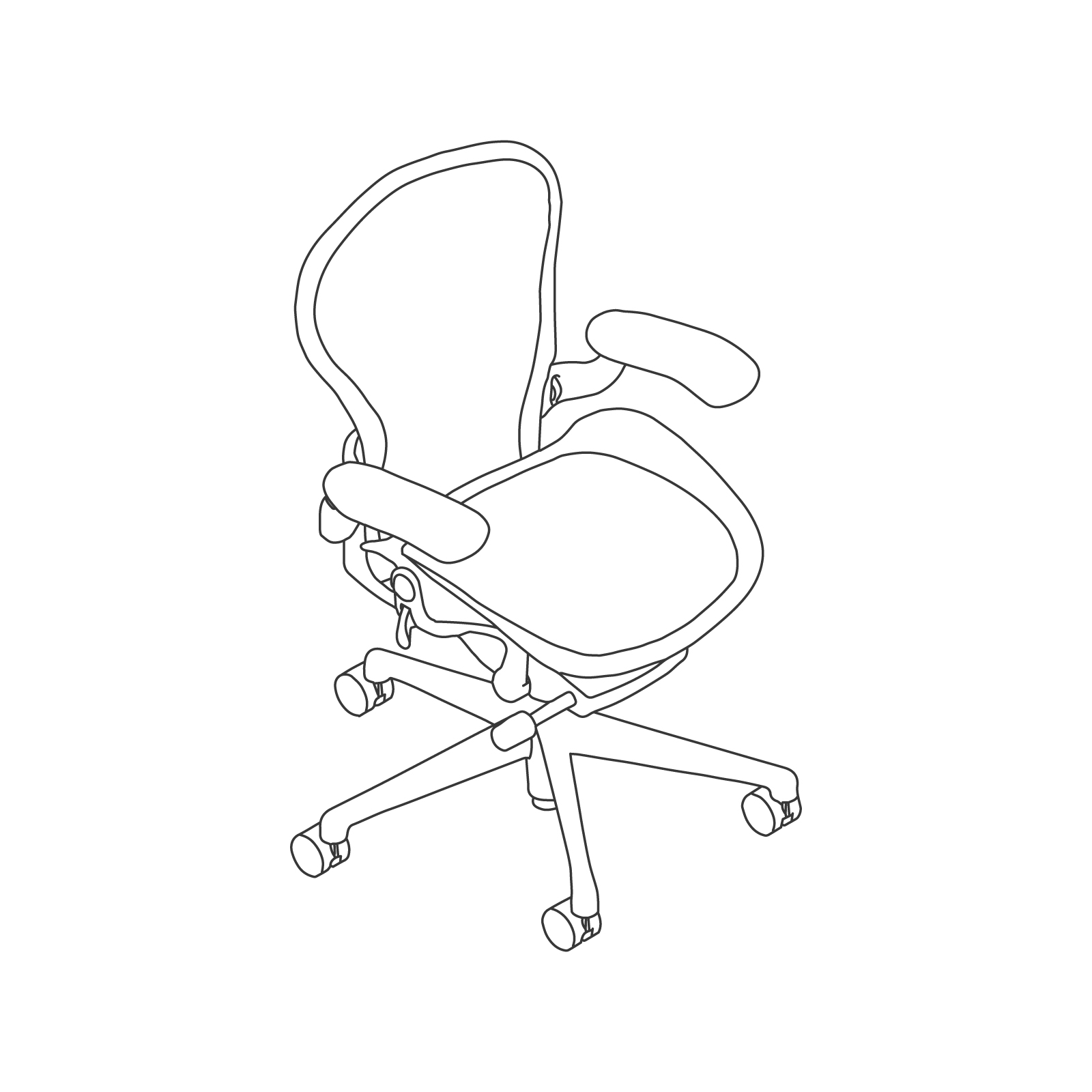 线描图 - Aeron座椅–B款–高度可调式扶手