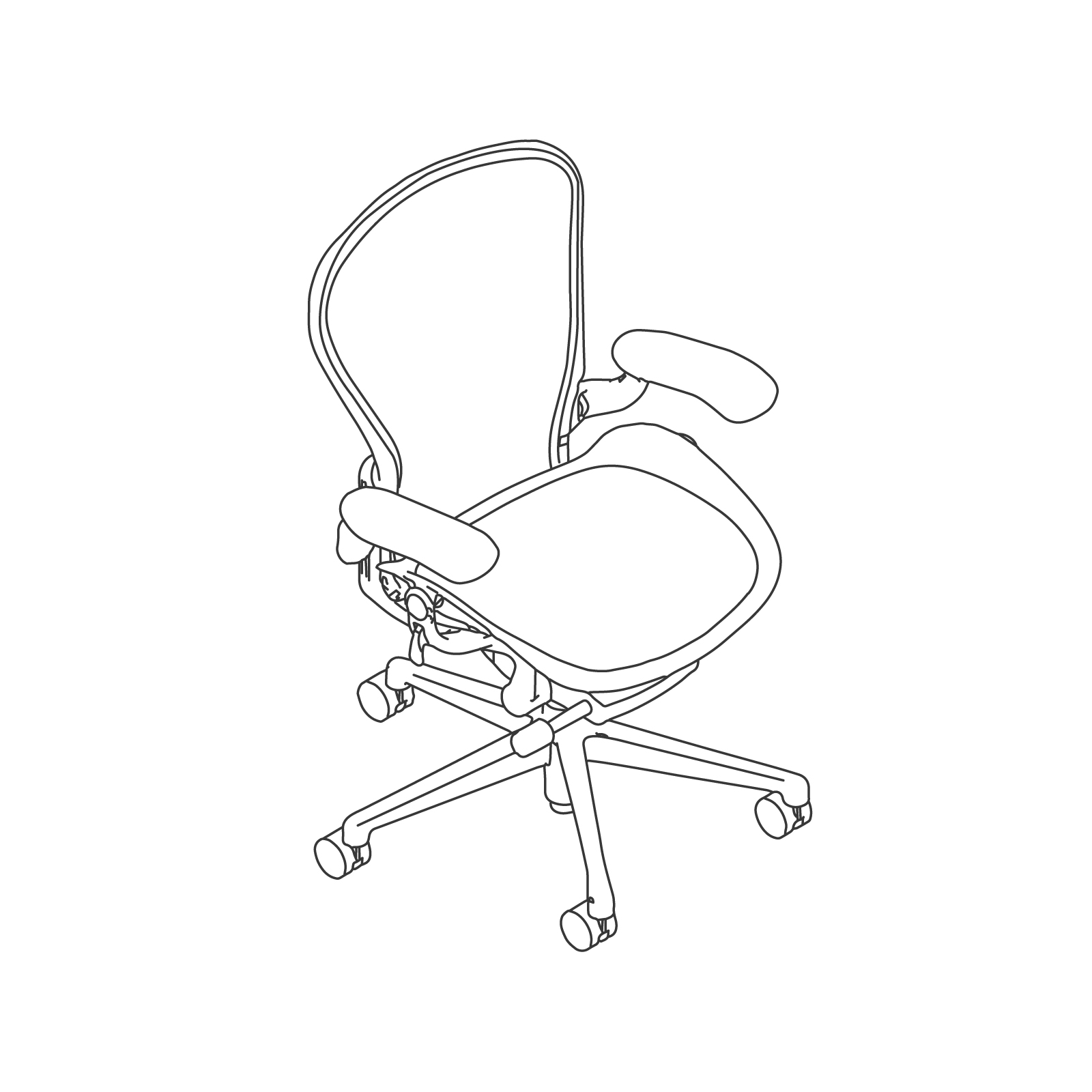 线描图 - Aeron座椅–C款–完全可调式扶手