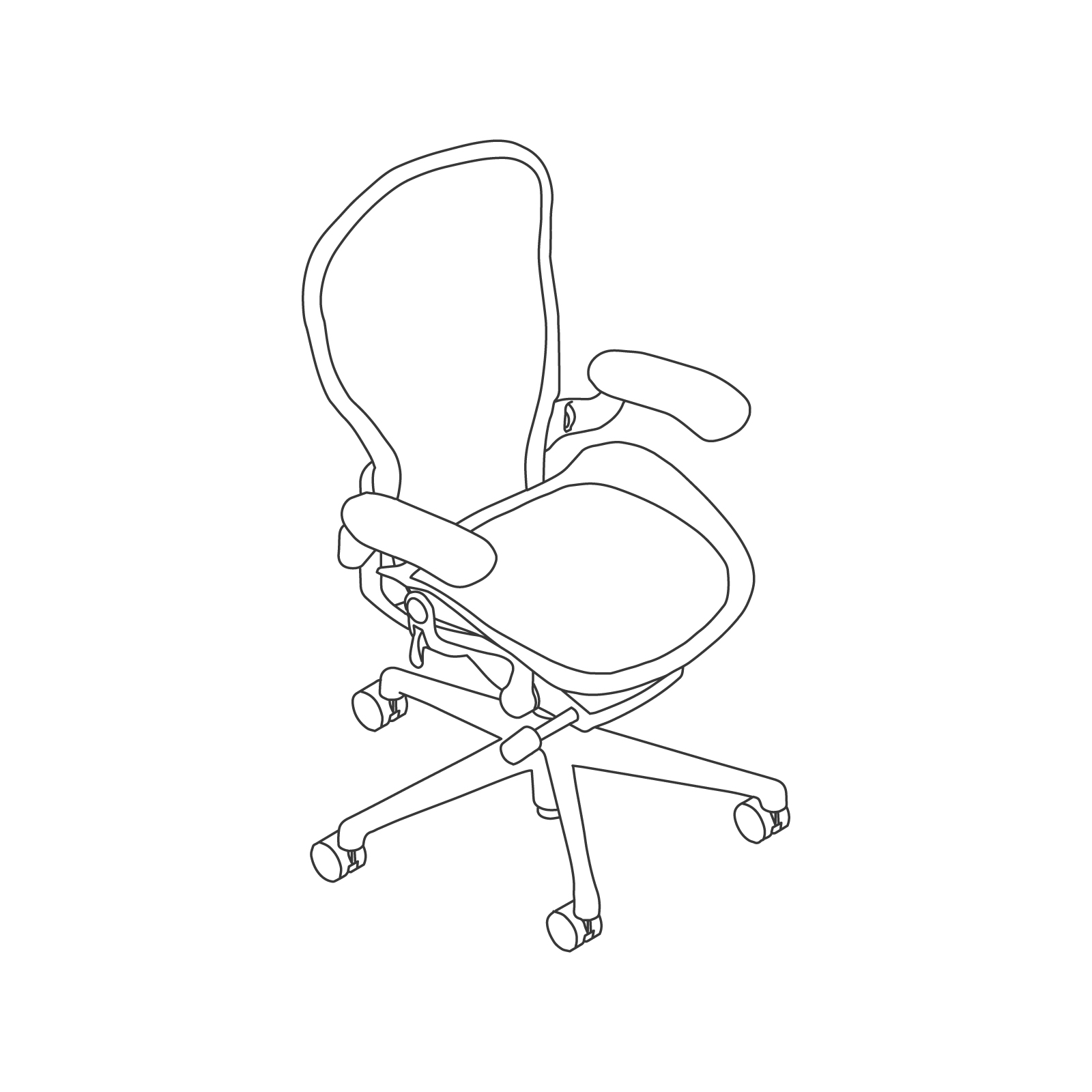 线描图 - Aeron座椅–C款–高度可调式扶手