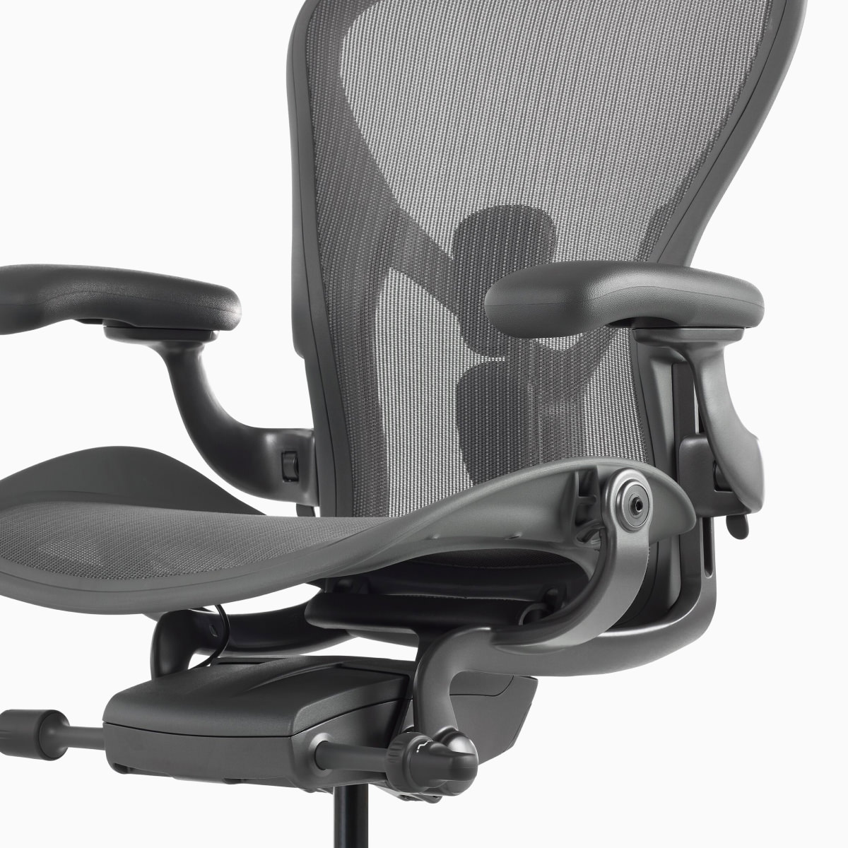 Angled view of an Aeron Chair highlighting the Harmonic 2 Tilt feature.