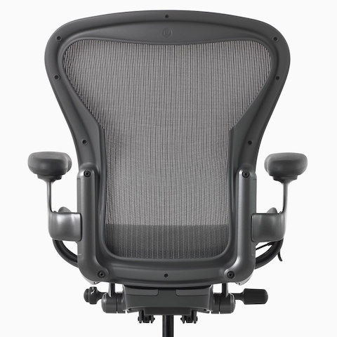 A back view of an Aeron Chair with no additional support.