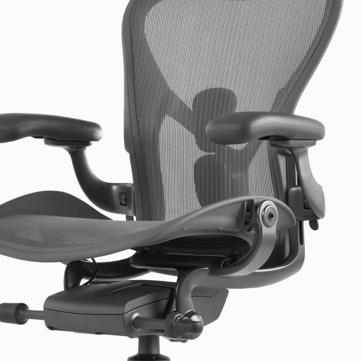 Angled view of an Aeron Chair highlighting the Harmonic 2 Tilt feature.