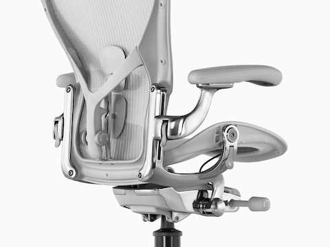 Light grey Aeron Stool, viewed from the back at a 45-degree angle