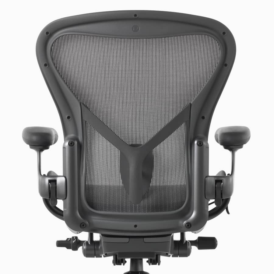 A back view of an Aeron Stool with the PostureFit option.