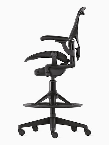 Side view of an Aeron Stool in dark gray.