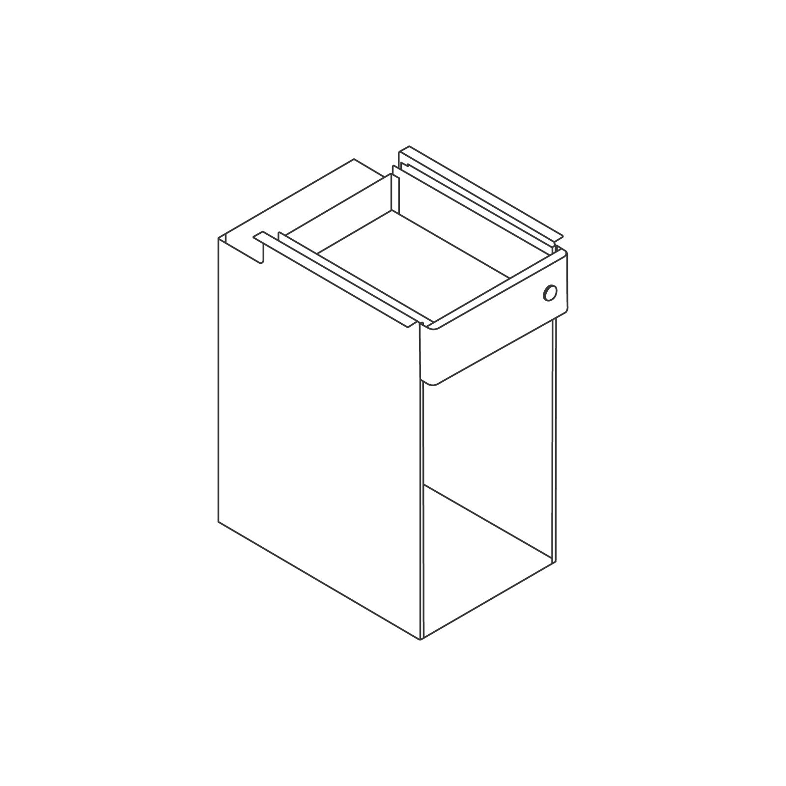 A line drawing - Ambit Large Suspended Storage–Open