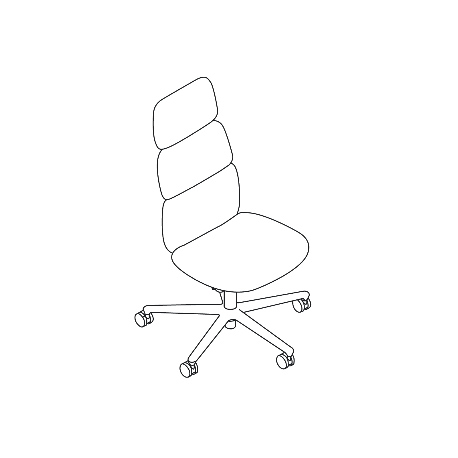 线描图 - Asari 座椅–高靠背–无扶手