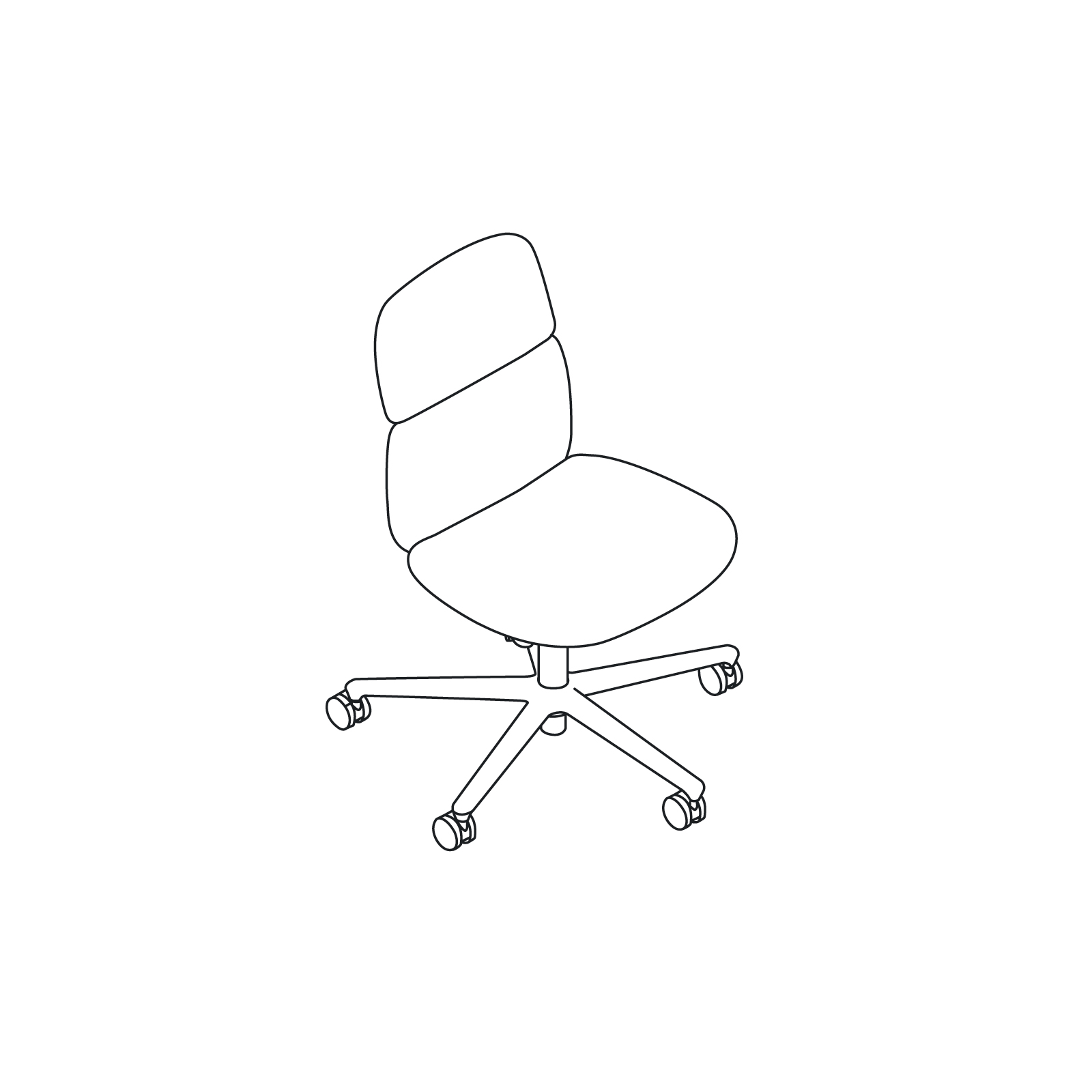 线描图 - Asari 座椅–中靠背–无扶手