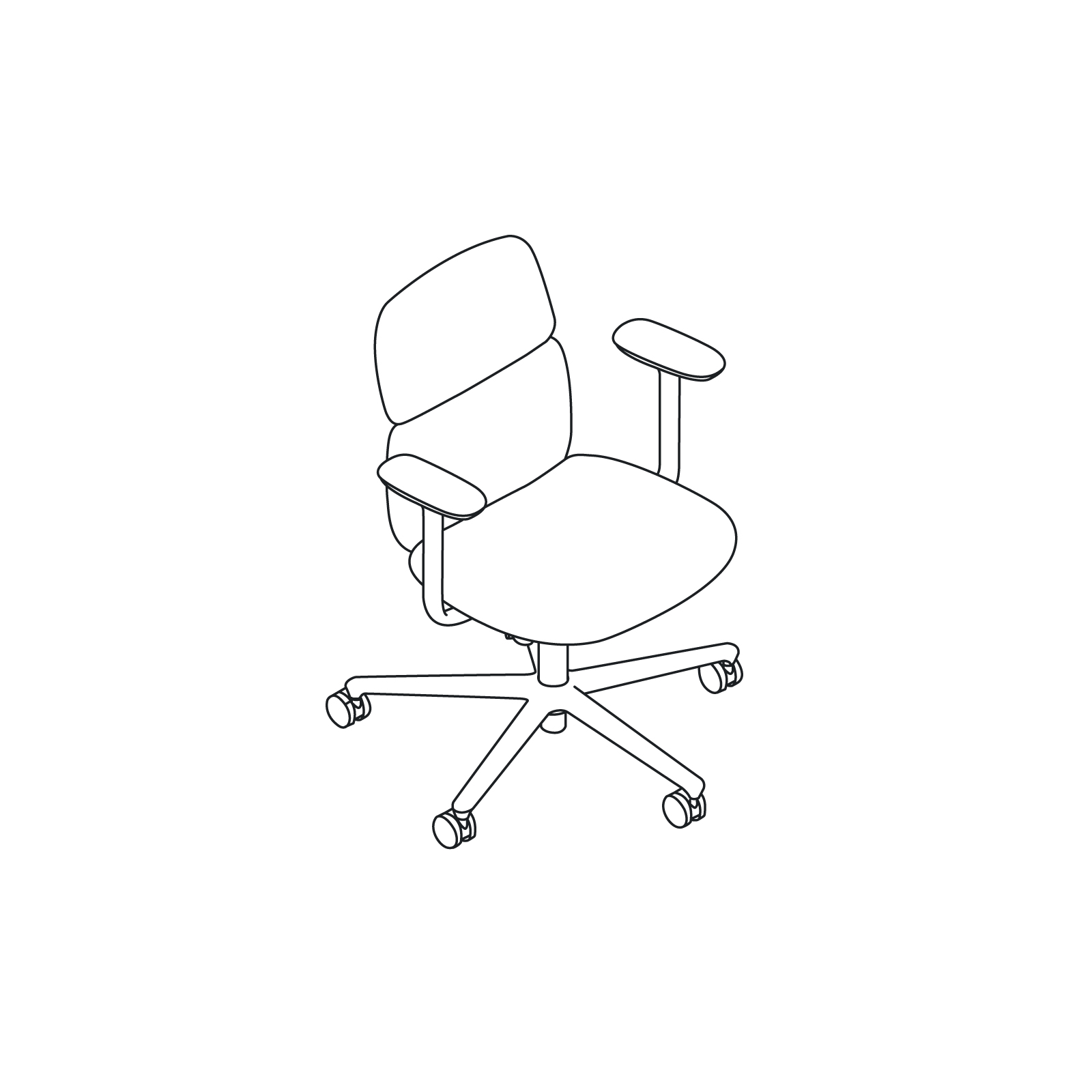 线描图 - Asari 座椅–中靠背–固定扶手