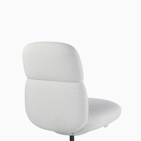 Detail view of a mid-back Asari chair by Herman Miller in light grey without arms.