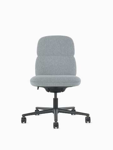 Front view of an Asari chair by Herman Miller in grey without arms.