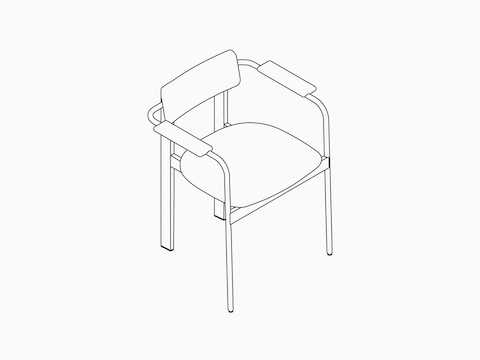 Een lijntekening van een Betwixt--stoel – met armleuningen - Bekleed