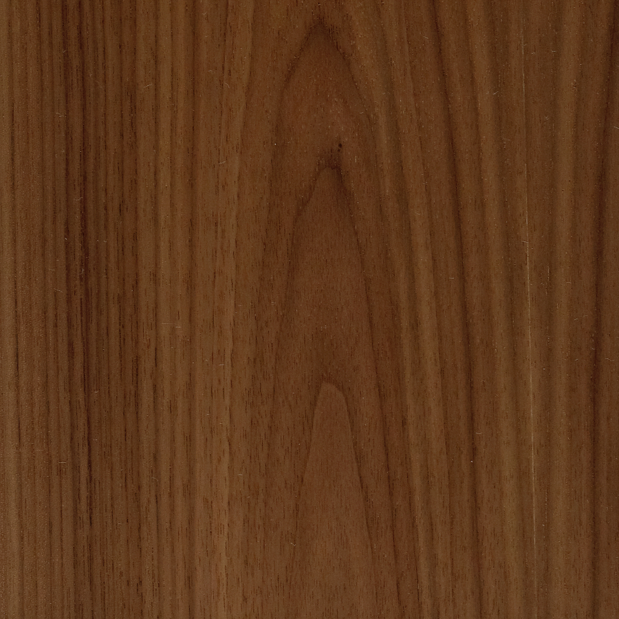 Primer plano de OU en nogal, madera y chapa de madera.