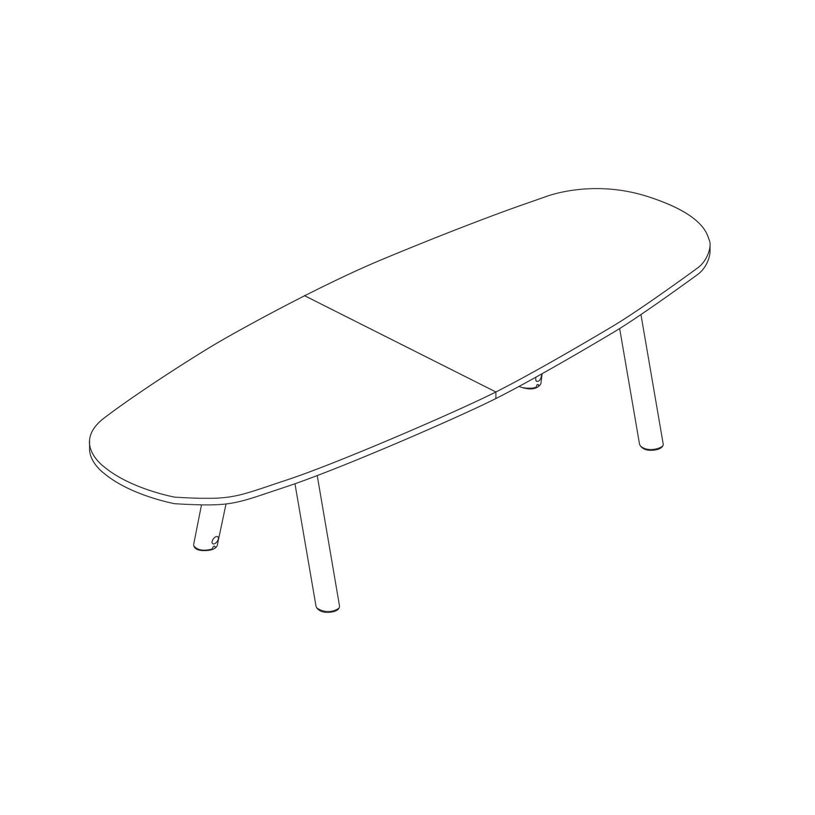 A line drawing - Boa Table–Boat–Seated Height