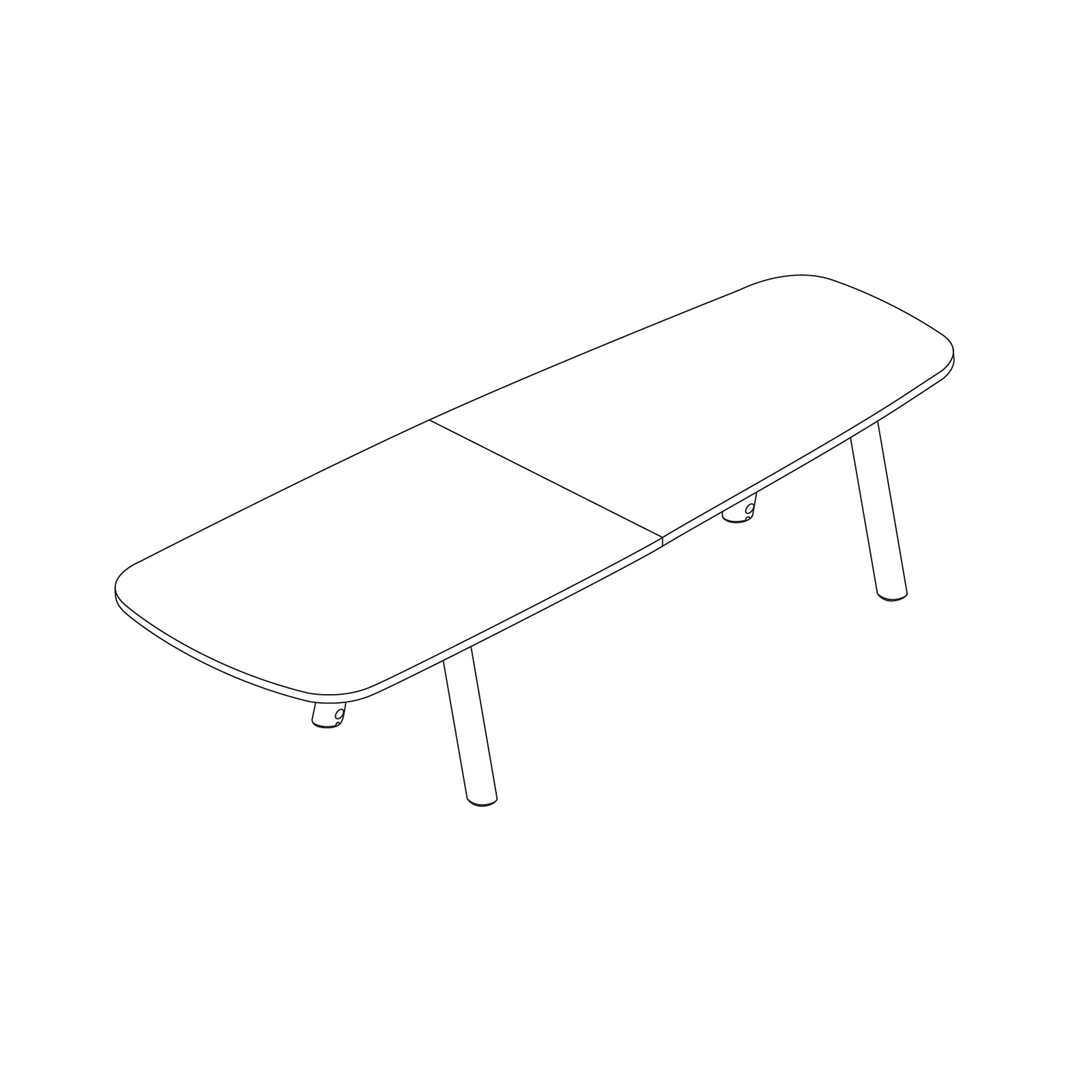 A line drawing - Boa Table–Tapered–Seated Height