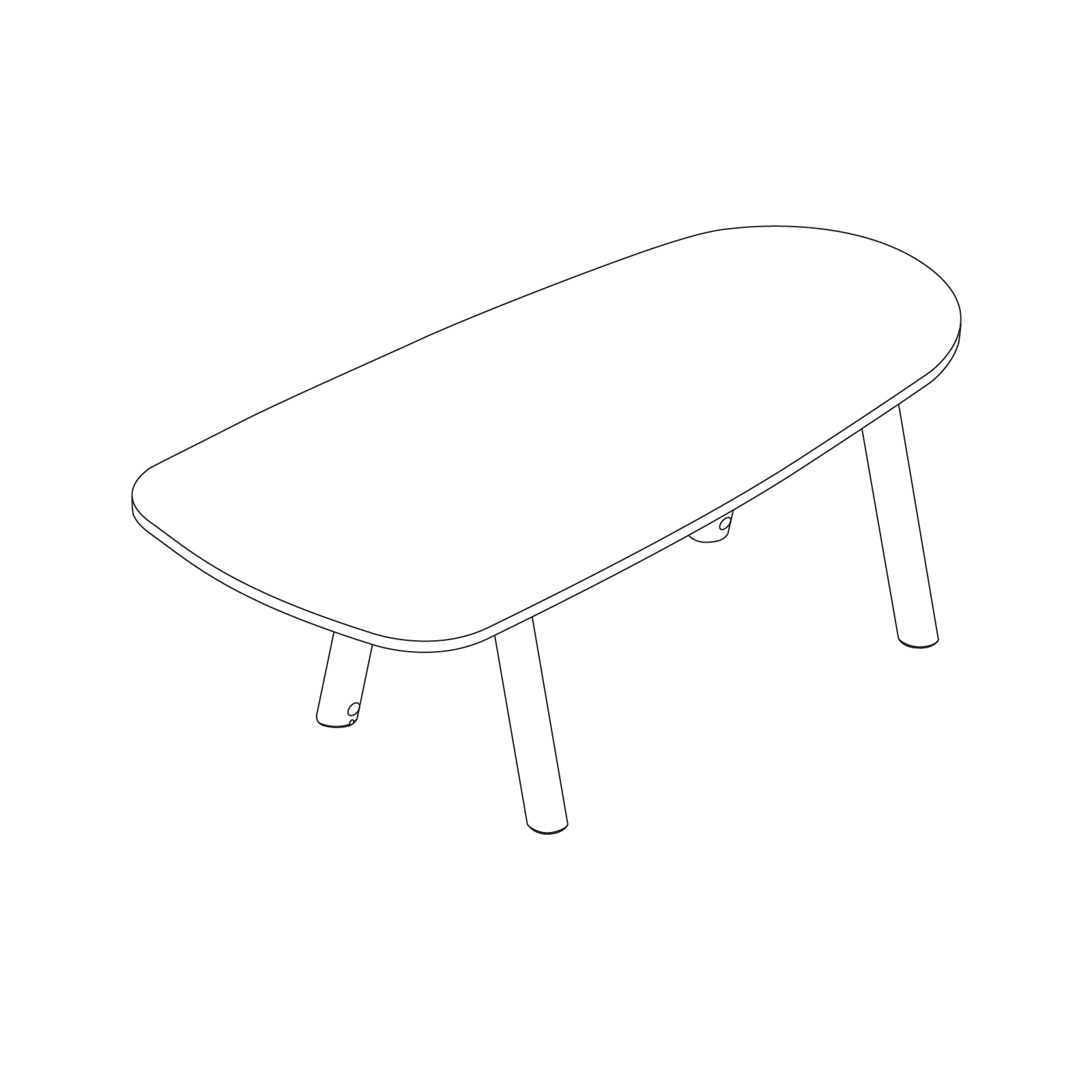 A line drawing - Boa Table–Teardrop–Seated Height