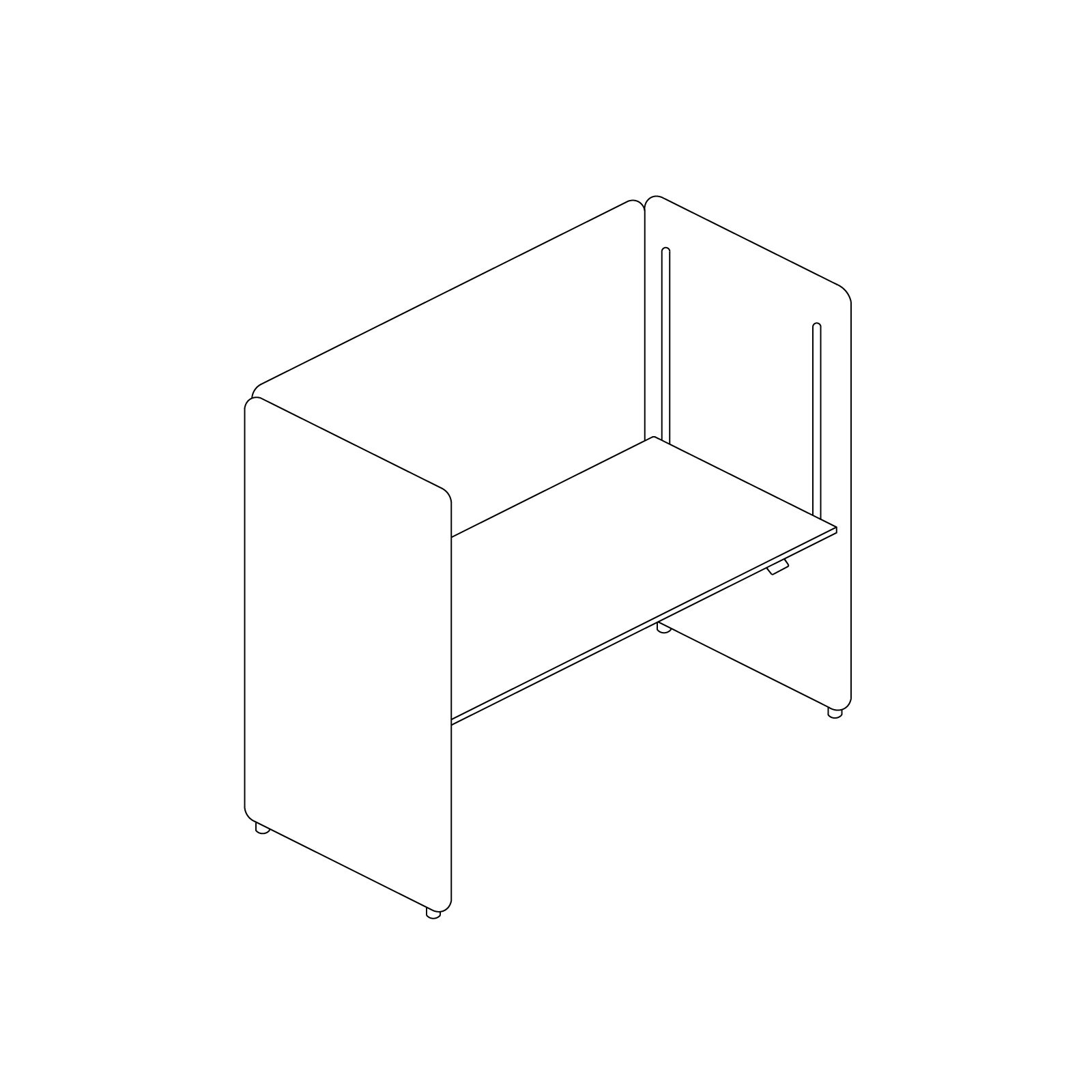 A line drawing - Bound Sit-Stand Booth