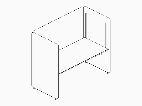 A line drawing - Bound Sit-Stand Booth
